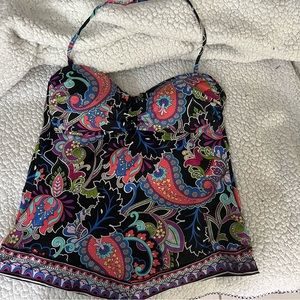 Multi colored tankini bathing suit top.